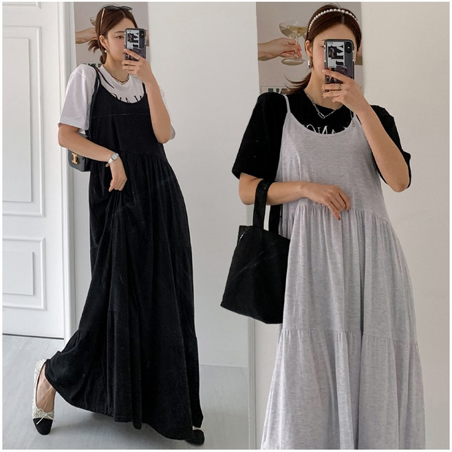 엘리즈데이 클로이뷔스티에캉캉롱원피스 나시원피스 끈나시원피스 캉캉원피스 뷔스티에 빅사이즈원피스 롱원피스