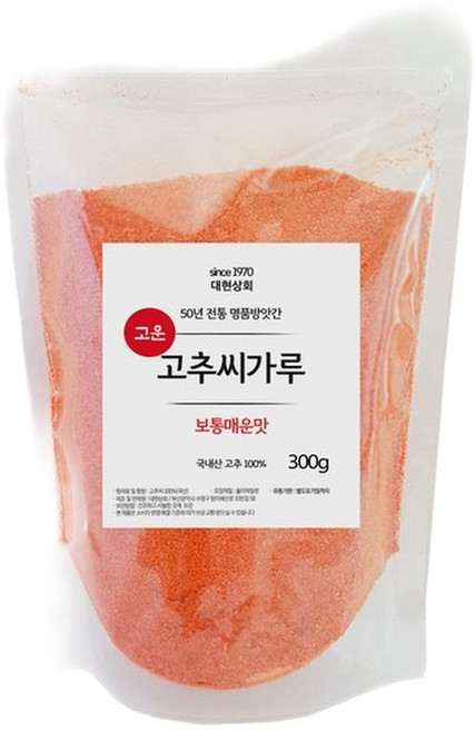 50년전통 대현상회 국산 고운 고추씨가루 보통매운맛 300g, 1개