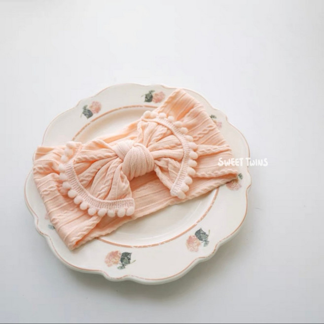 Sweet Twins 嬰兒超彈力牙邊蝴蝶結髮帶 新生兒女嬰寶寶頭飾