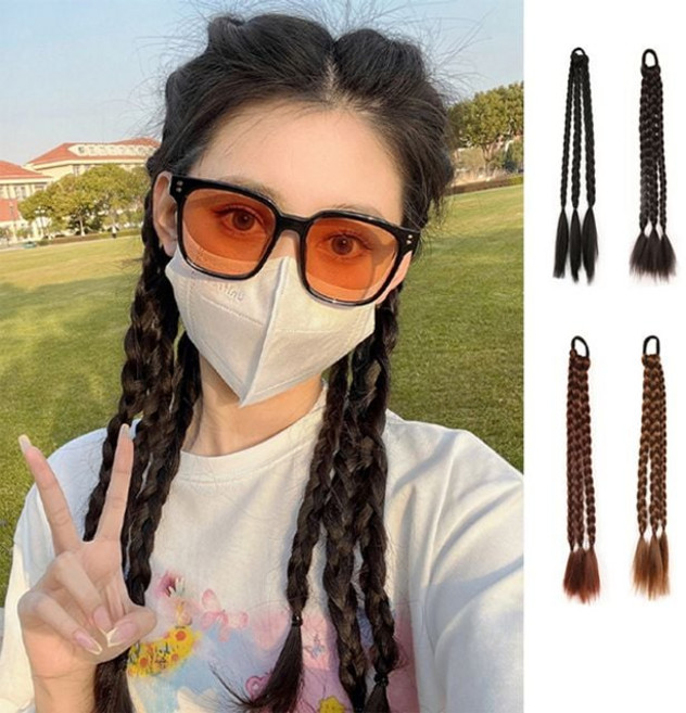 레게머리 헤어블레이즈 흑인머리 힙합 가발 2개입, 브라운블랙, 1개
