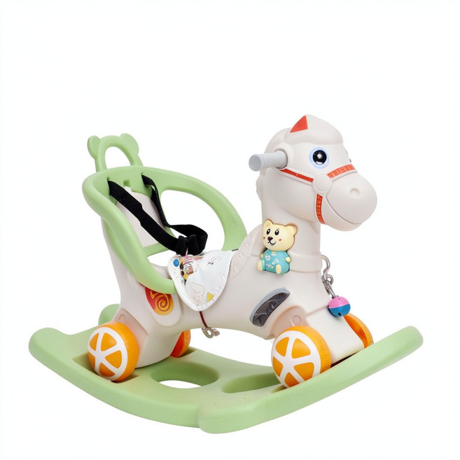 兒童搖搖馬 幼兒二合一滑行玩具, 新款二合一加靠背安全帶白色, 1個