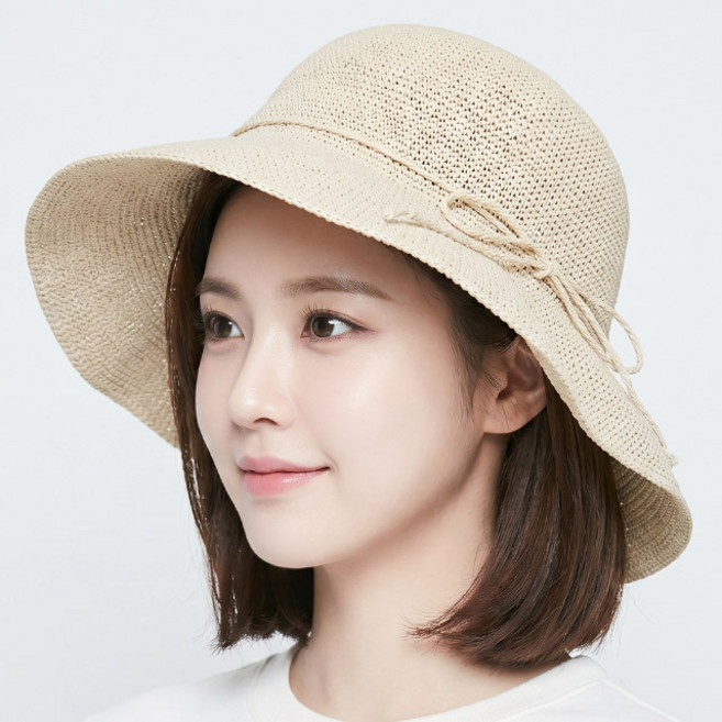 지사모자 와이드 리본 내추럴 밀짚 여름 여성모자 여행 휴가 큰챙 시원한