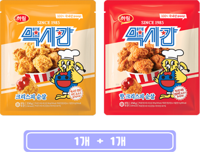 하림 맥시칸 크리스피 순살 + 핫크리스피 순살, 1세트, 250g