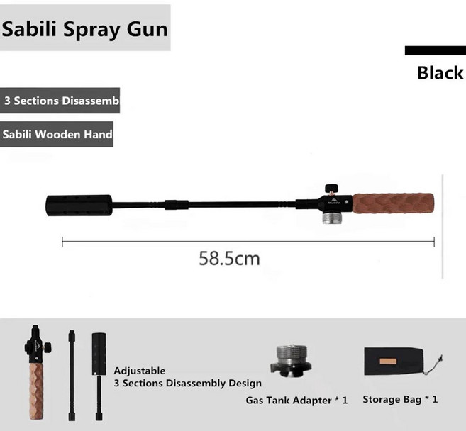 MOUNTAINHIKER 잡초 화재 기계 잔디 버너 가스 토치 야외 바베큐 Blowtorch 캠프 화염 방사기 캠핑 장비, 5)Sabili LongSp Black, 1개