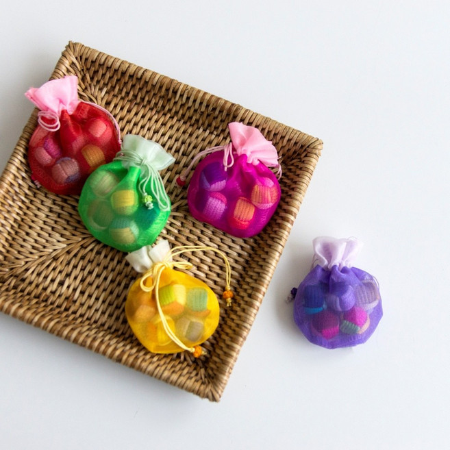 전통 색동 매듭 공기놀이 외국인 친구 선물 한국 기념품 교환학생 유치원 어린이집 답례품, 보라