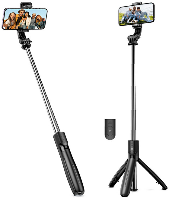 셀루미 에어피트 122g 블루투스 셀카봉 삼각대 SEL-AT700K, 블랙, 1개