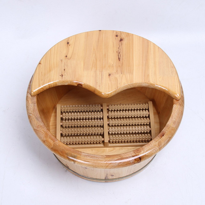 고급 백향목 나무 족욕기 히노끼 원목 족탕기 습식 발 마사지 지압기 + 덮개 포함, 1개, 단품