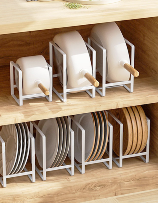 (에이블스) 1+1 화이트 모던 그릇 접시 정리대 행주 건조대 싱크대 서랍정리 후라이팬 거치대 주방선반