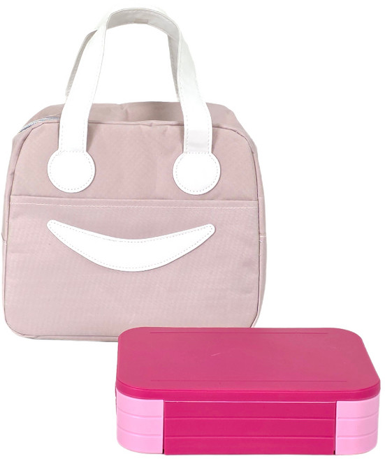 런치버스 미니 도시락통 보온 보냉 가방세트 소풍 피크닉 다이어트 밀프렙 소형 도시락용기, 1개, 핑크