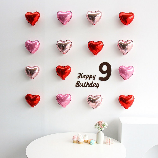이벤트홀릭 미니하트 숫자세트 생일파티용품 셀프 홈촬영 포토존, 9, 1개, 레드
