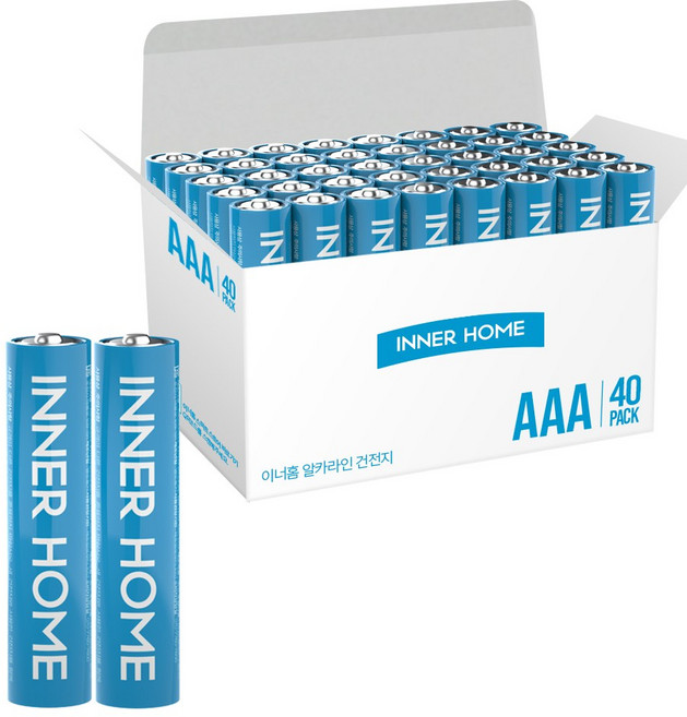 이너홈 고성능 알카라인 AAA 건전지, 1개, 40개입