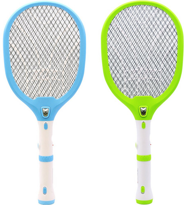 원버튼 터치식 간편충전식 LED 전기모기채, 그린