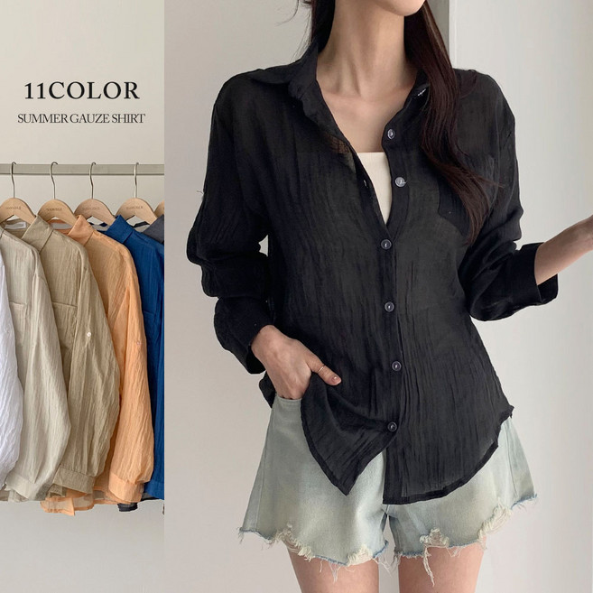 [순이] S.여성 살안타 시스루 거즈 셔츠남방