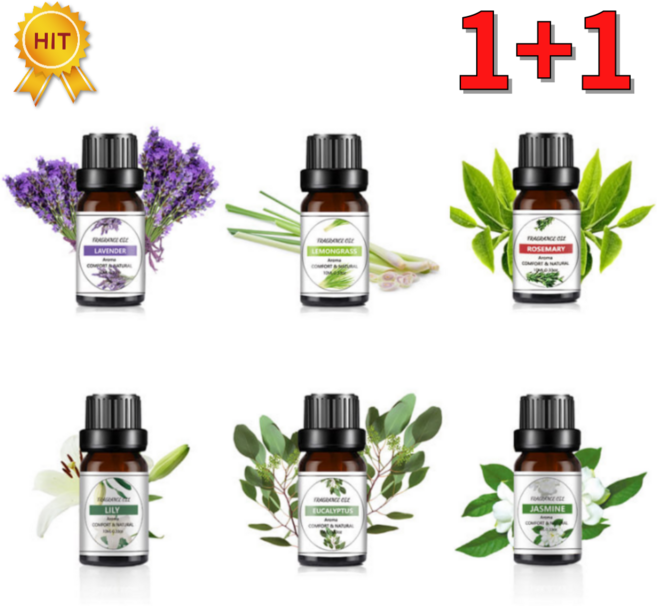 1+1 아로마오일 에센셜오일 숙면 아로마테라피, 1개, 10ml, 레몬그라스+로즈마리