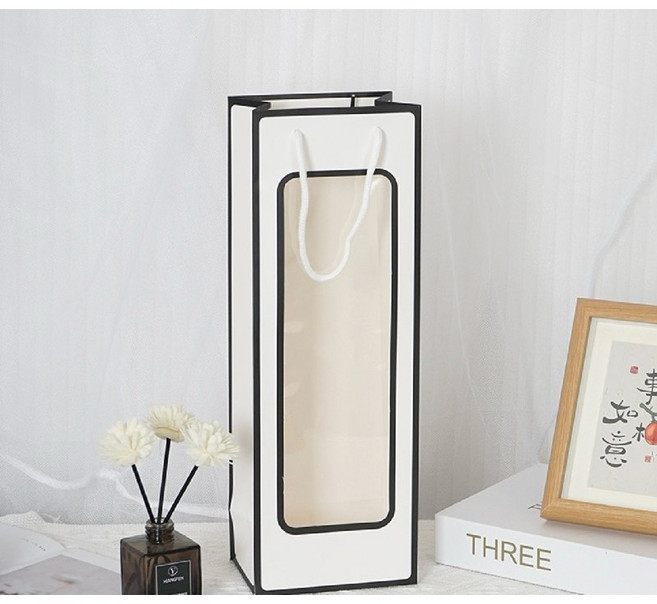 小清新香皂花束 迷你花束 教師節花束 婚禮小禮物 情人節禮物 畢業花束, 白底黑眶禮物袋, 1個