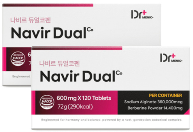 닥터메닉 나비르 듀얼코펜 정 식약청 해썹 인증, 2개, 120정