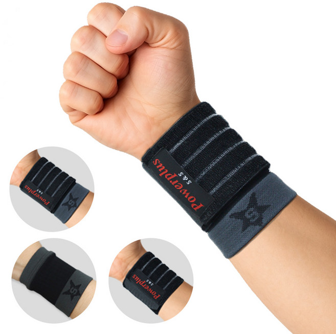 파워플러스 얇은 손목보호대 테이핑 국내제작 압박 밴드 아대 러닝 골프 통증 의료용, 블랙, 1개