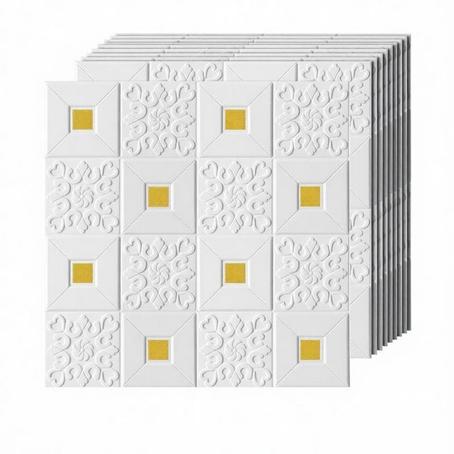 가남 접착식 폼타일 방수 이음새 없는 보온 단열 폼블럭 70cm x 70cm, 10개, 골드