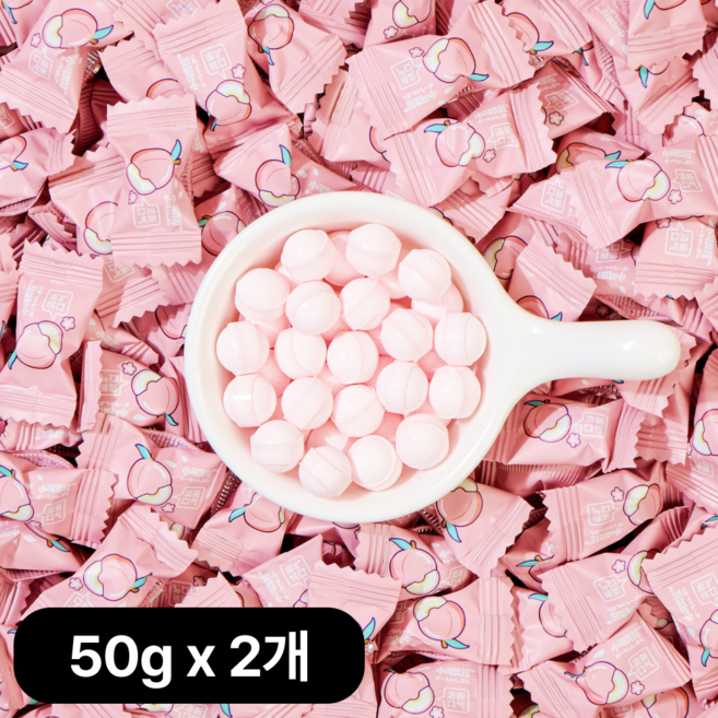 무설탕 비타민C 건강 민트 식당용 알사탕 샤오커오라 캔디 복숭아맛, 2개, 50g