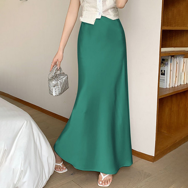 ROYALBELLE 여성 하이웨스트 머메이드핏 슬림 H라인 밴딩 편안한 미디 스커트 S052104