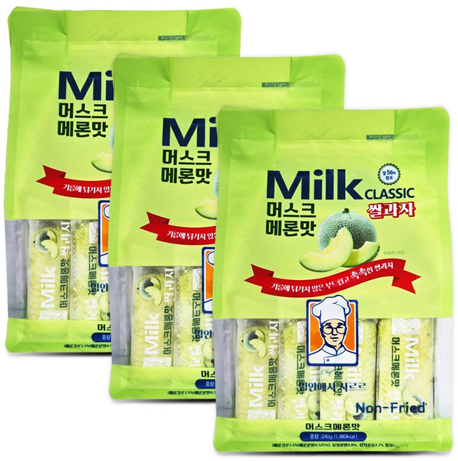 밀크클래식쌀과자 머스크메론맛, 240g, 3개