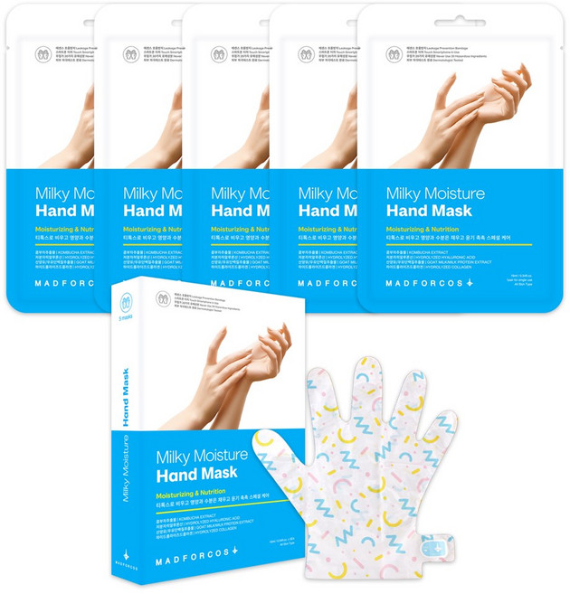 매드포코스 밀키 모이스쳐 핸드 마스크 팩, 16ml, 5개