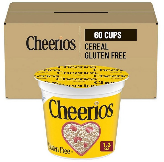 Cheerios 치리오스 오리지널 아침식사용 시리얼 컵 통곡물 귀리 글루텐 프리 36.9g(1.3온스) (12개들이), 36.9g