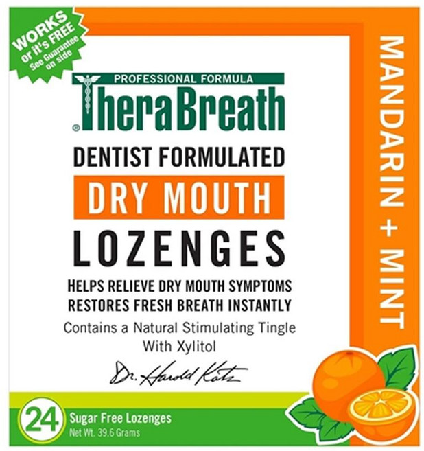 테라브레스 슈가 프리 드라이 마우스 로젠지 만다린 민트 24개입 3팩 TheraBreath Dry Mouth Dentist Formulated Sugar-Free Lozenges, 1g, 3개
