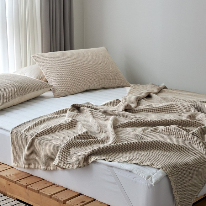 꿀잠 부르는 모달와플 여름 홑이불, 모달와플_베이지