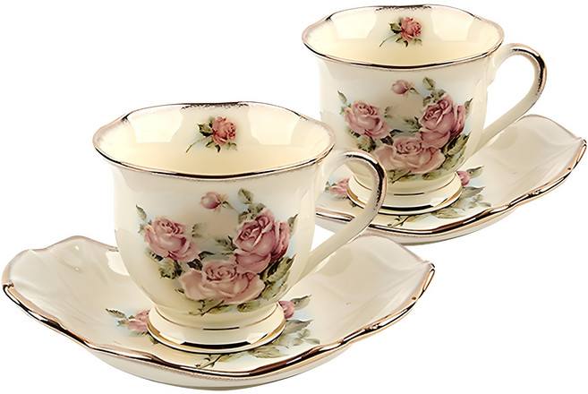 피지에스 퀸로즈 커피잔 2인조 세트, 혼합색상, 2세트