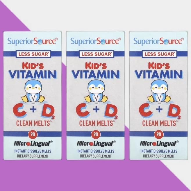 수페리어소스 비타민 C D 키즈 멜트 녹여먹는 어린이용 90정 3개 - 쿠팡