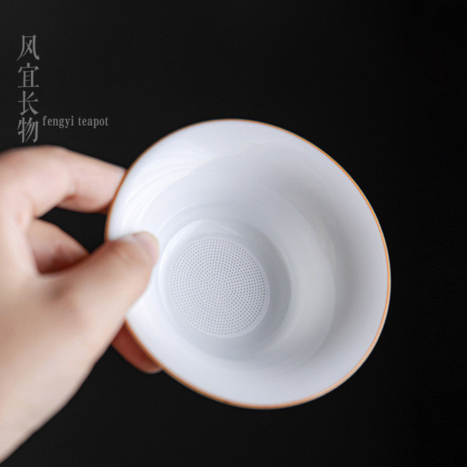 白瓷茶漏茶濾茶隔陶瓷茶具配件茶水分離過濾網泡茶器, 1個, 甜白茶滤组