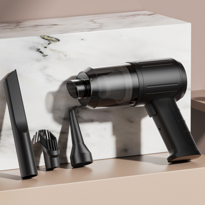 OYEAH 차량용 무선 청소기 강력 에어건 2 in 1 V05S, 블랙