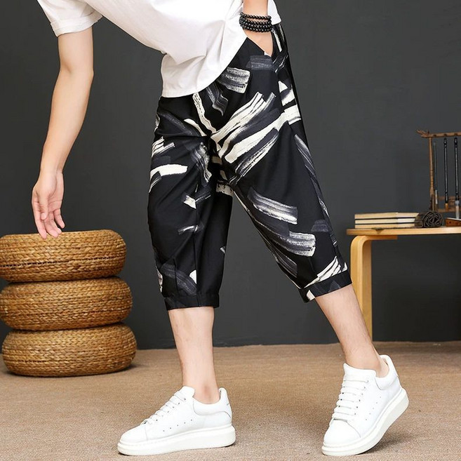 CUOKE STREET 男士印花哈倫褲