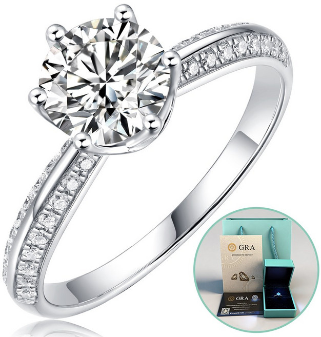 모이사나이트 반지 GRA 인증서 S925 실버 VVS1 D컬러 3EX 럭셔리 선물 세트 생일 선물 프로포즈 웨딩 약혼반지