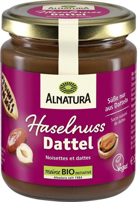 독일 알나투라 Alnatura hazelnut cream 헤이즐넛 대추야자 크림 스프레드, 2개, 240g