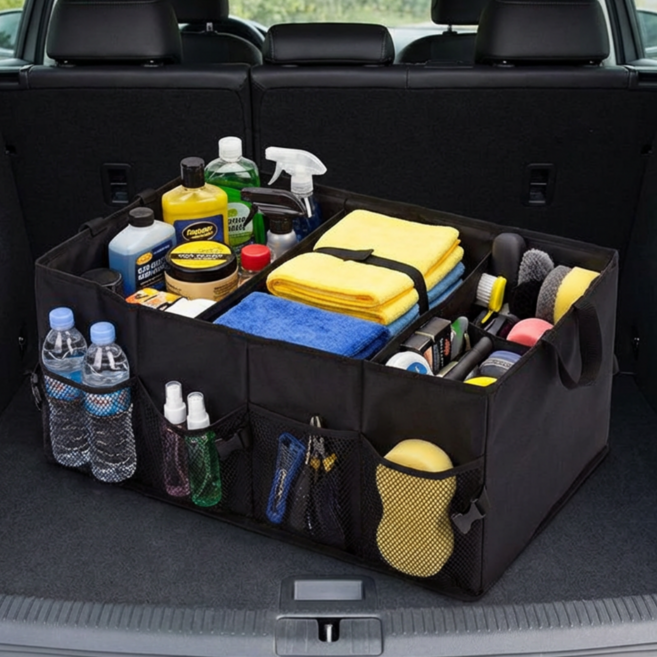 슬러피 접이식 대용량 차량트렁크 정리함 자동차수납 세차정리함, 블랙