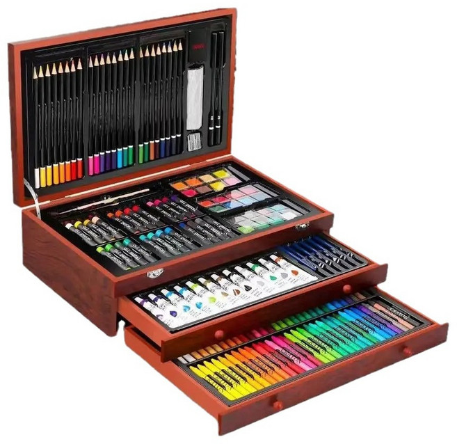 가남 175건 미술 문구세트 프리미엄 아트 색연필 크레파스 종합 수채화 세트, 적갈색, 1세트
