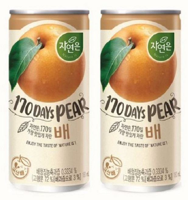 자연은 배 캔 180ml x 30개 업소용 배주스, 180ml x 30