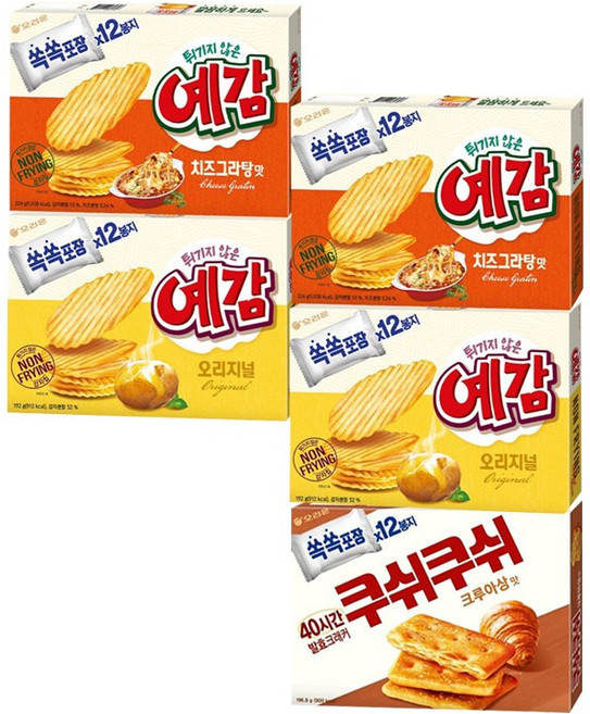 오리온 예감 치즈그라탕 204gx2개+오리지널 192gx2개+쿠쉬쿠쉬 크루아상맛 196gx1개[총5개]