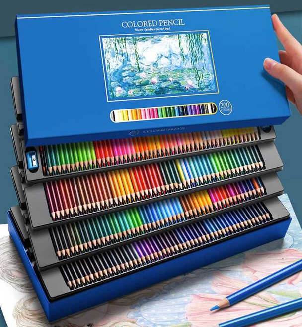 전문가용 200색 색연필 그림 스케치 유성 틴케이스, 유성 200색 +4종 페키지