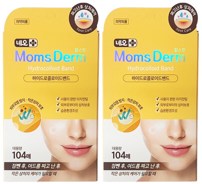 맘스덤 하이드로콜로이드 점 스팟패치, 104개입, 2개