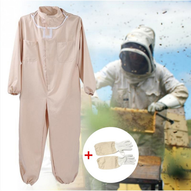 미화부장 장갑 포함 일체형 양봉옷 벌옷 벌초 보호복 작업복 양봉복, 베이지, 1개
