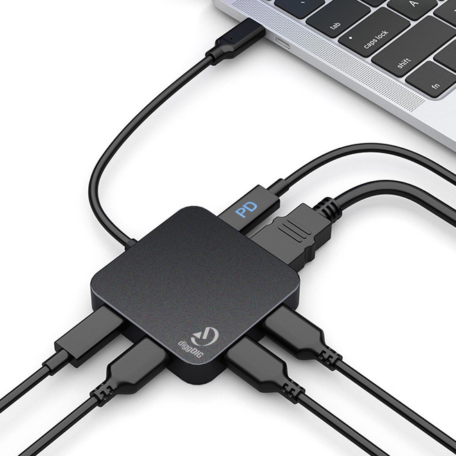 디그딕 스퀘어 USB 3.0 C타입 멀티 허브 HDMI C포트 충전, 1개