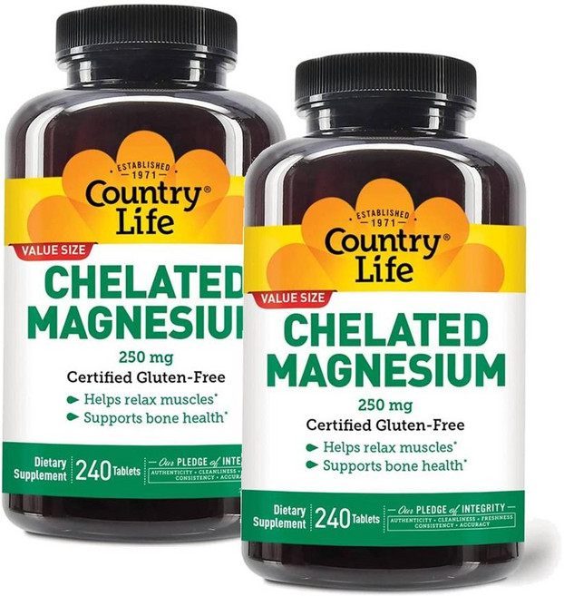 컨트리라이프 킬레이트 마그네슘 250mg Country Life Chelated Magnesium, 2개, 240정