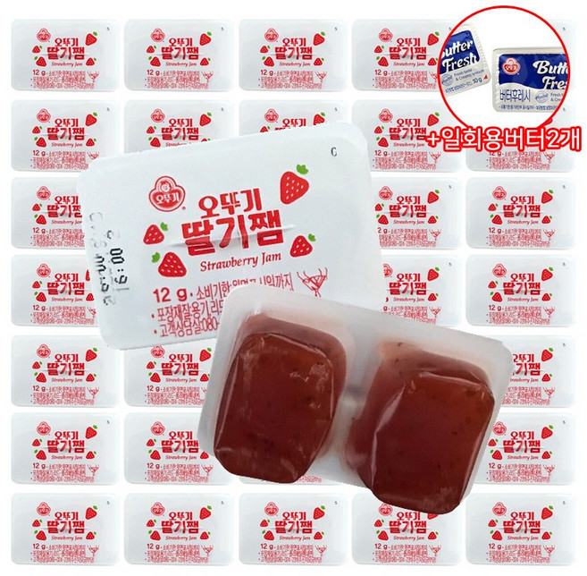 또또오기 오뚜기 딸버터 세트 일회용 딸기잼(디스펜팩) 48개 + 버터후레쉬 2개, 12g, 1박스