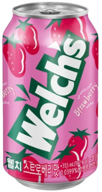 웰치스소다 농심 캔음료 탄산음료 355ml(딸기), 355ml, 360개