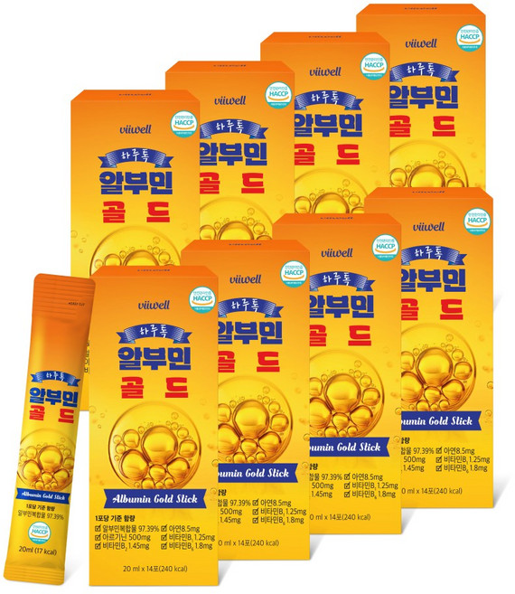 알부민 프리미엄 골드 스틱 식약청 인증 HACCP, 8개, 280ml