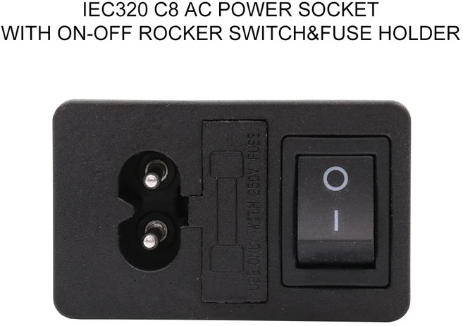 IEC320 C8 메인 AC 전원 소켓 전기 플러그 커넥터 소켓 ON OFF 로커 스위치 AC250V 2.5A CCC CE 1 개, 01 미국 플러그, 04 GDPS0058-B