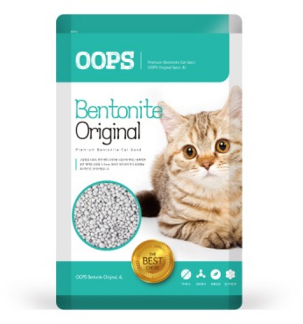 웁스 벤토나이트 모래 오리지널 4L, 1개, 무향